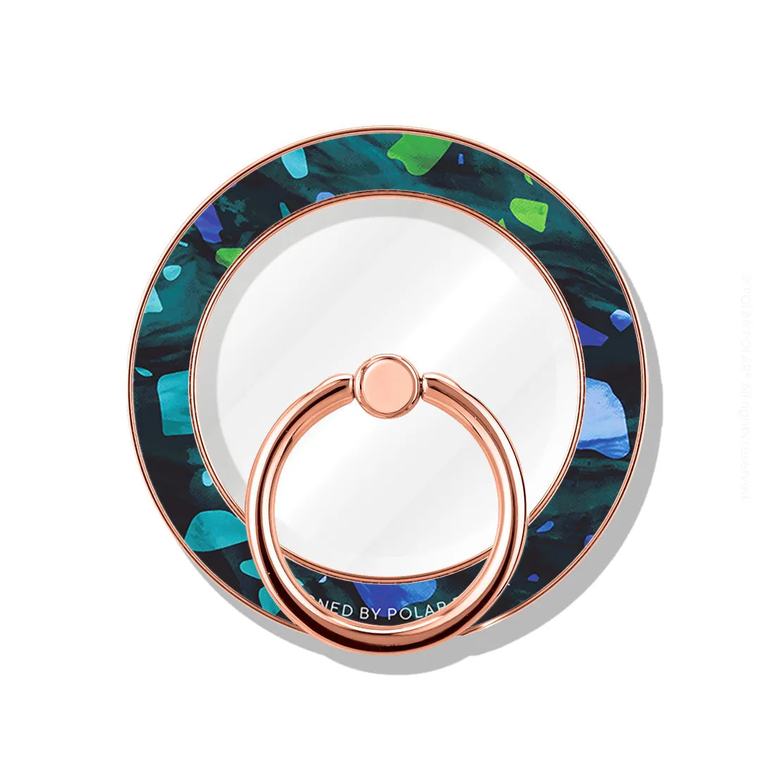 Ocean Terrazzo Gem - Rose Gold MagSafe Phone Grip and Ring Holder Stand