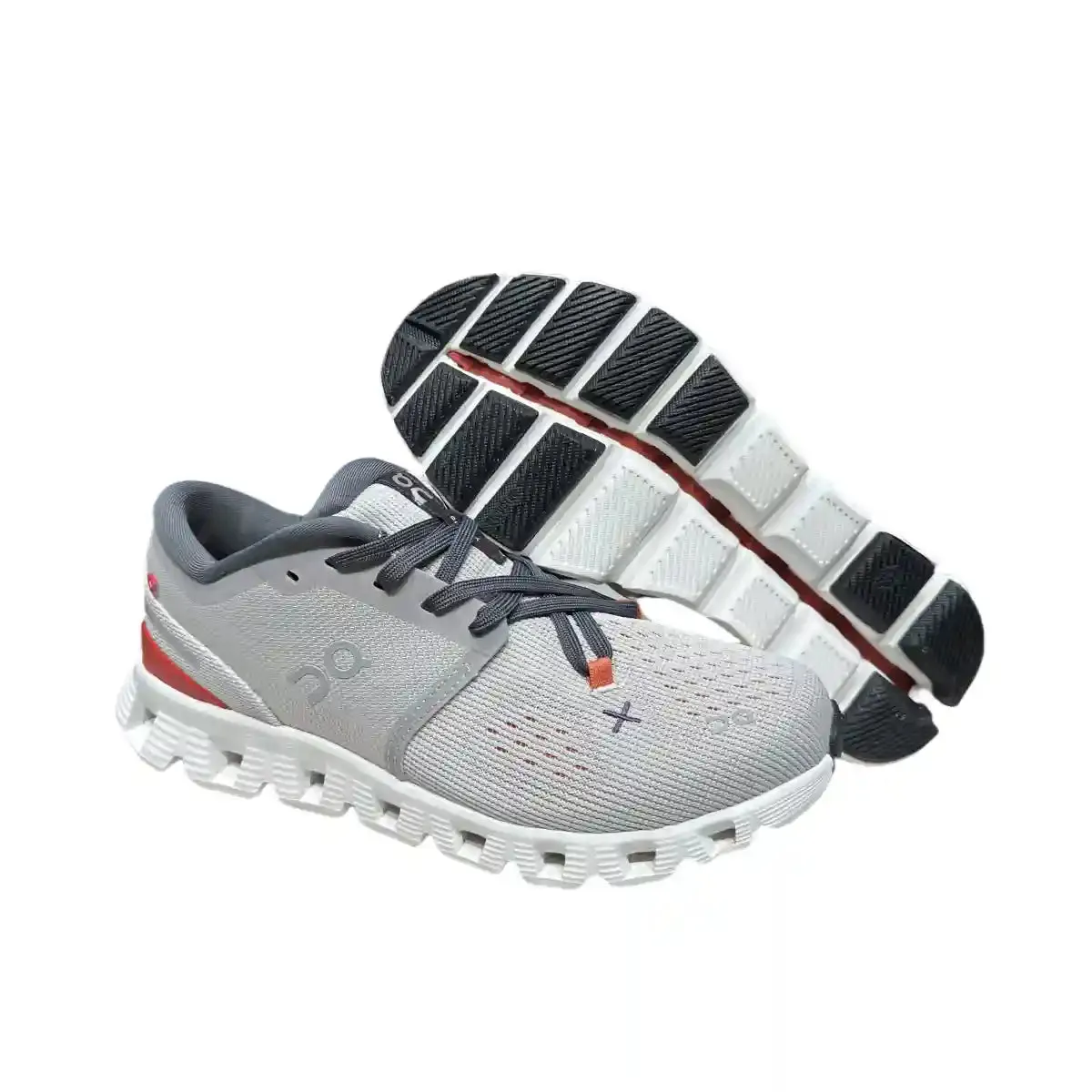 On Cloud X4   Men's Silver/Orange-Red