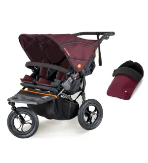 Out n About Nipper V5 Double Pushchair with Footmuff - Bramble Berry