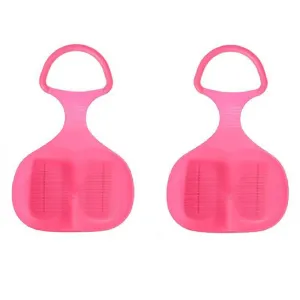 Pack of 2 Plastic Snow Skimmer Bump Sled - All Pink