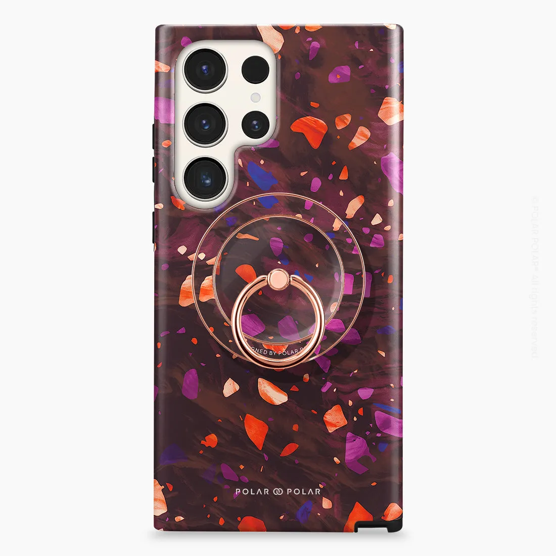 Paprika Terrazzo Gem - Rose Gold MagSafe Phone Grip and Ring Holder Stand