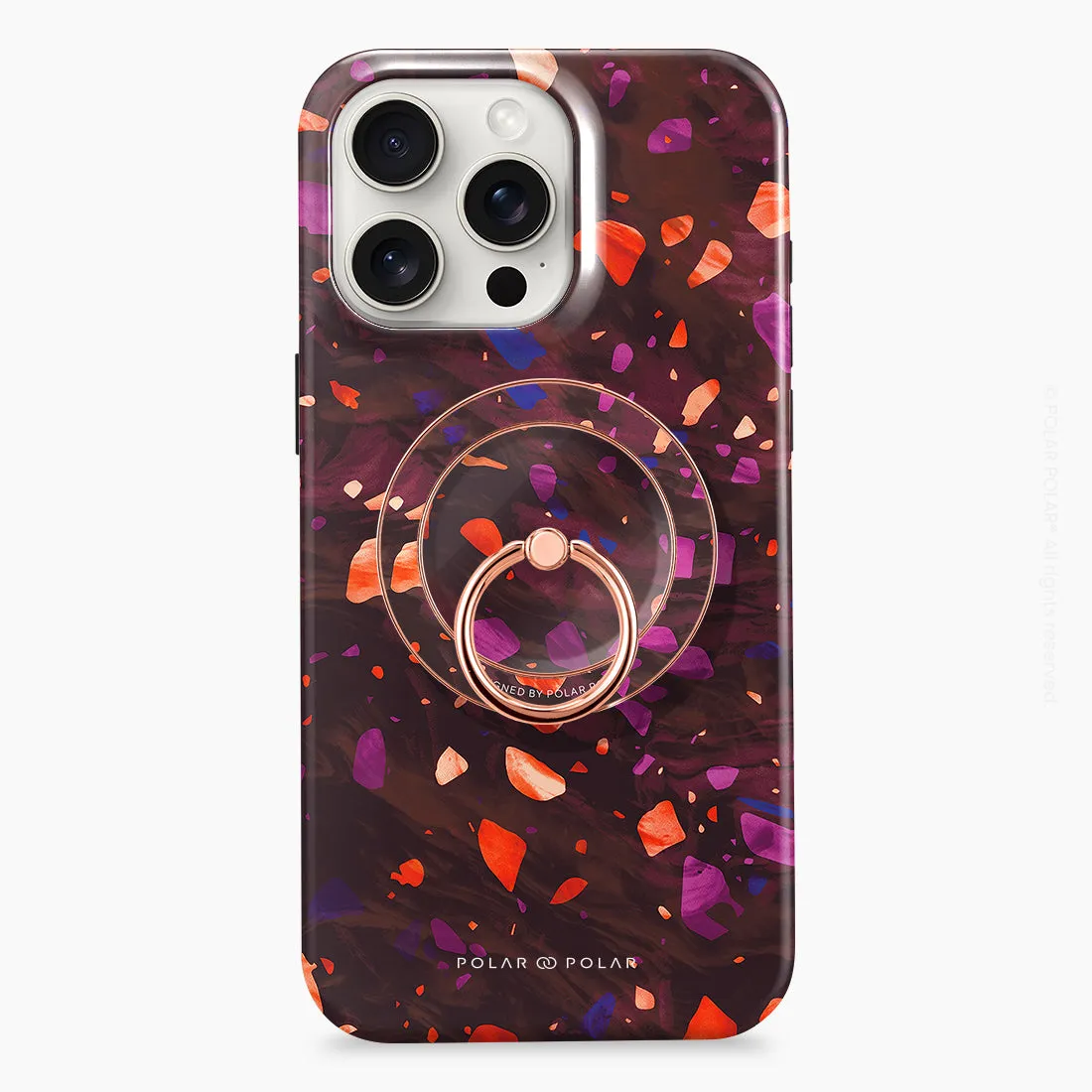 Paprika Terrazzo Gem - Rose Gold MagSafe Phone Grip and Ring Holder Stand