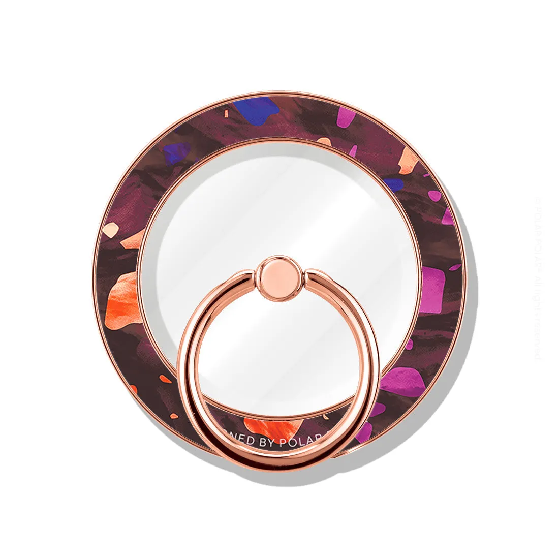 Paprika Terrazzo Gem - Rose Gold MagSafe Phone Grip and Ring Holder Stand