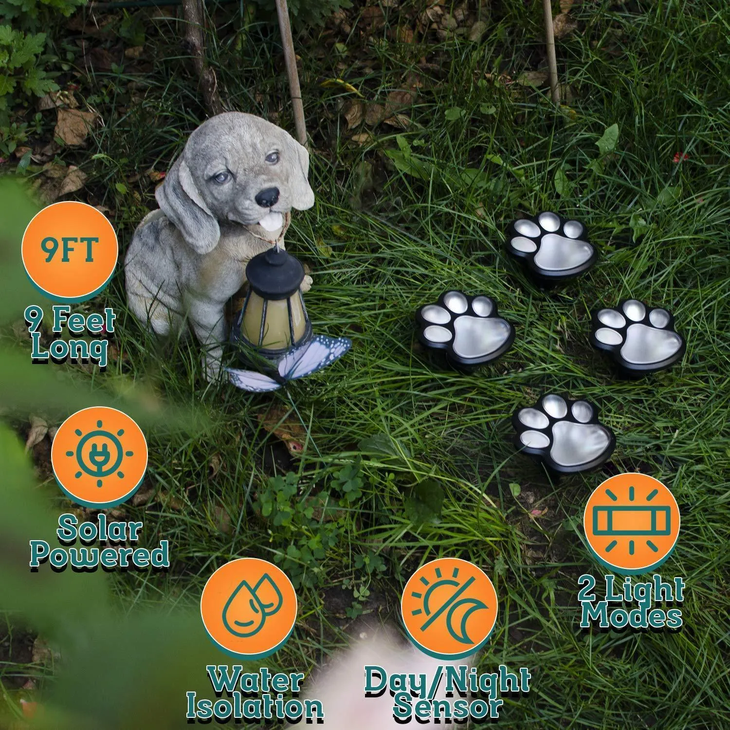 Paw Print Garden Lights