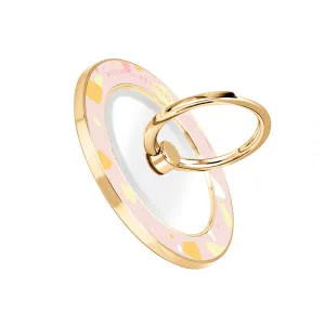 Pink Peony Terrazzo - Golden MagSafe Phone Grip and Ring Holder Stand