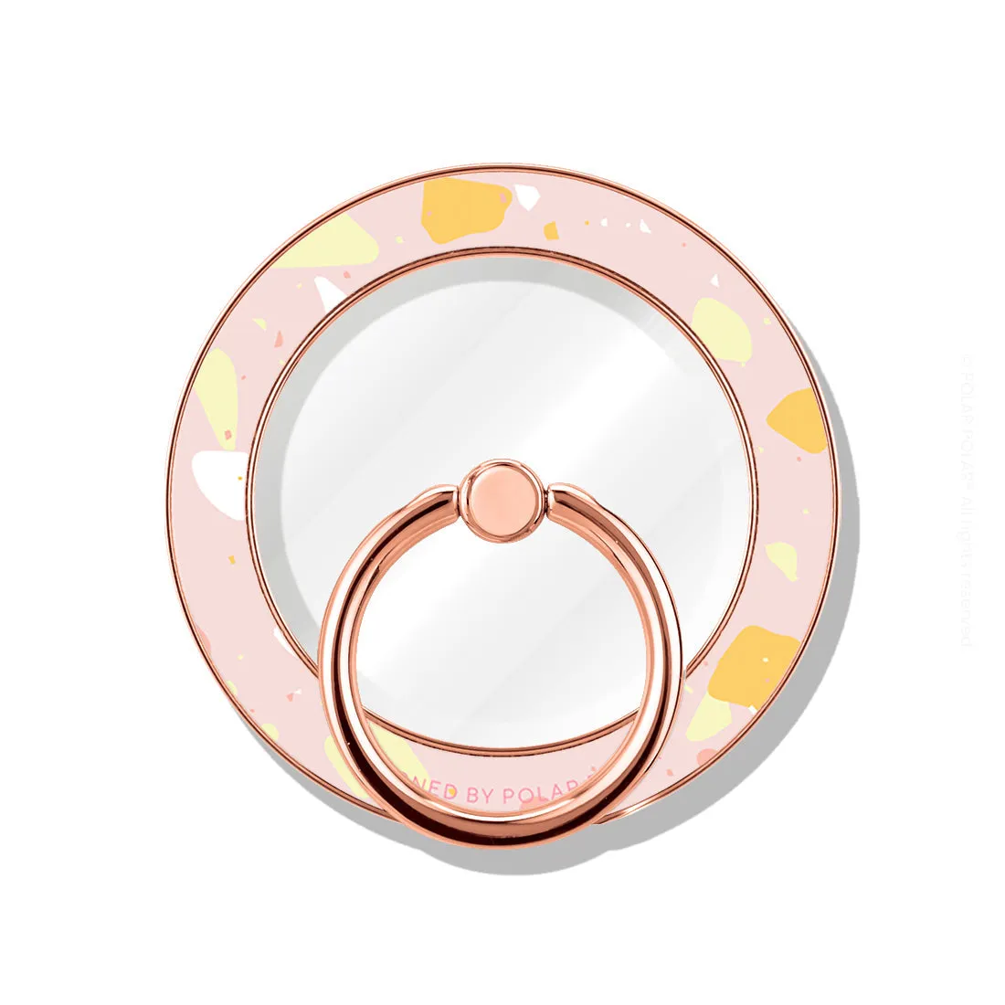 Pink Peony Terrazzo - Rose Gold MagSafe Phone Grip and Ring Holder Stand
