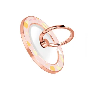 Pink Peony Terrazzo - Rose Gold MagSafe Phone Grip and Ring Holder Stand