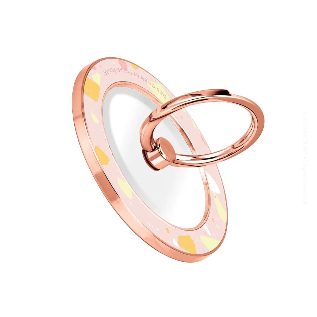 Pink Peony Terrazzo - Rose Gold MagSafe Phone Grip and Ring Holder Stand