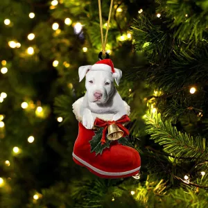 Pitbull (Brown) 2-1-In Santa Boot Christmas-Two Sided Ornament