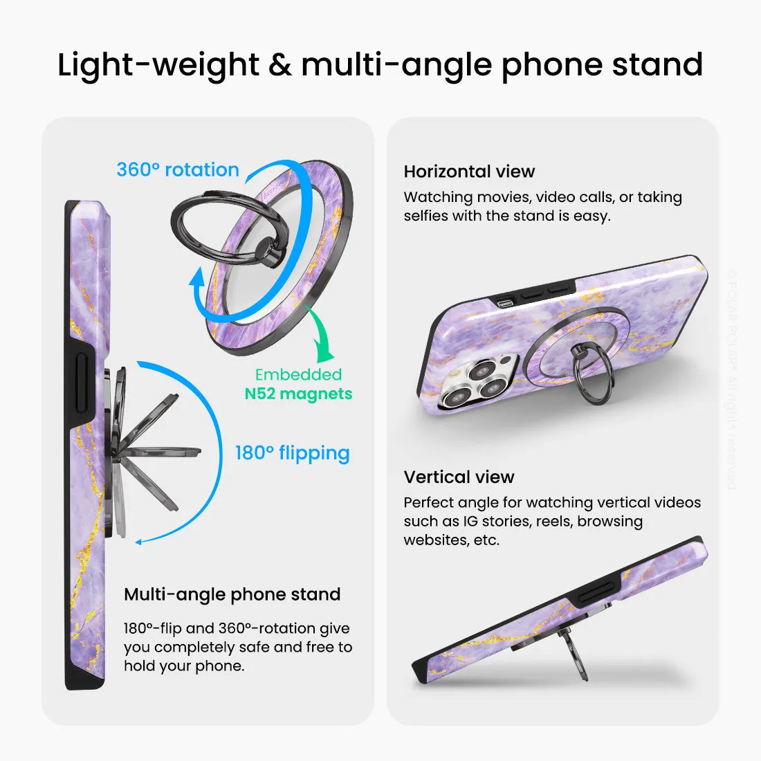 Princess Purple - Black MagSafe Phone Grip and Ring Holder Stand