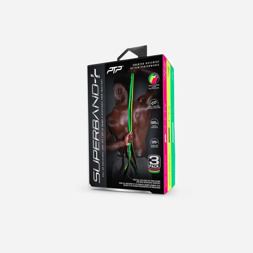 PTP Superband Dual Colour Combo  3pack, Ultra Light, Light, and Medium Resistance