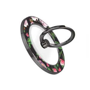 Purple Camellias - Black MagSafe Phone Grip and Ring Holder Stand