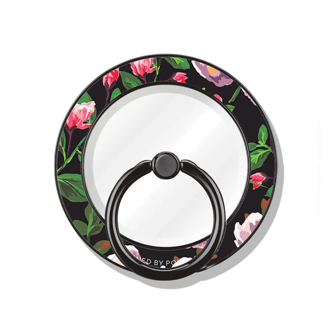 Purple Camellias - Black MagSafe Phone Grip and Ring Holder Stand
