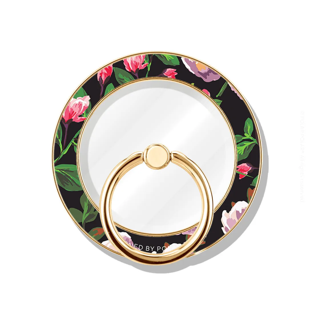 Purple Camellias - Golden MagSafe Phone Grip and Ring Holder Stand