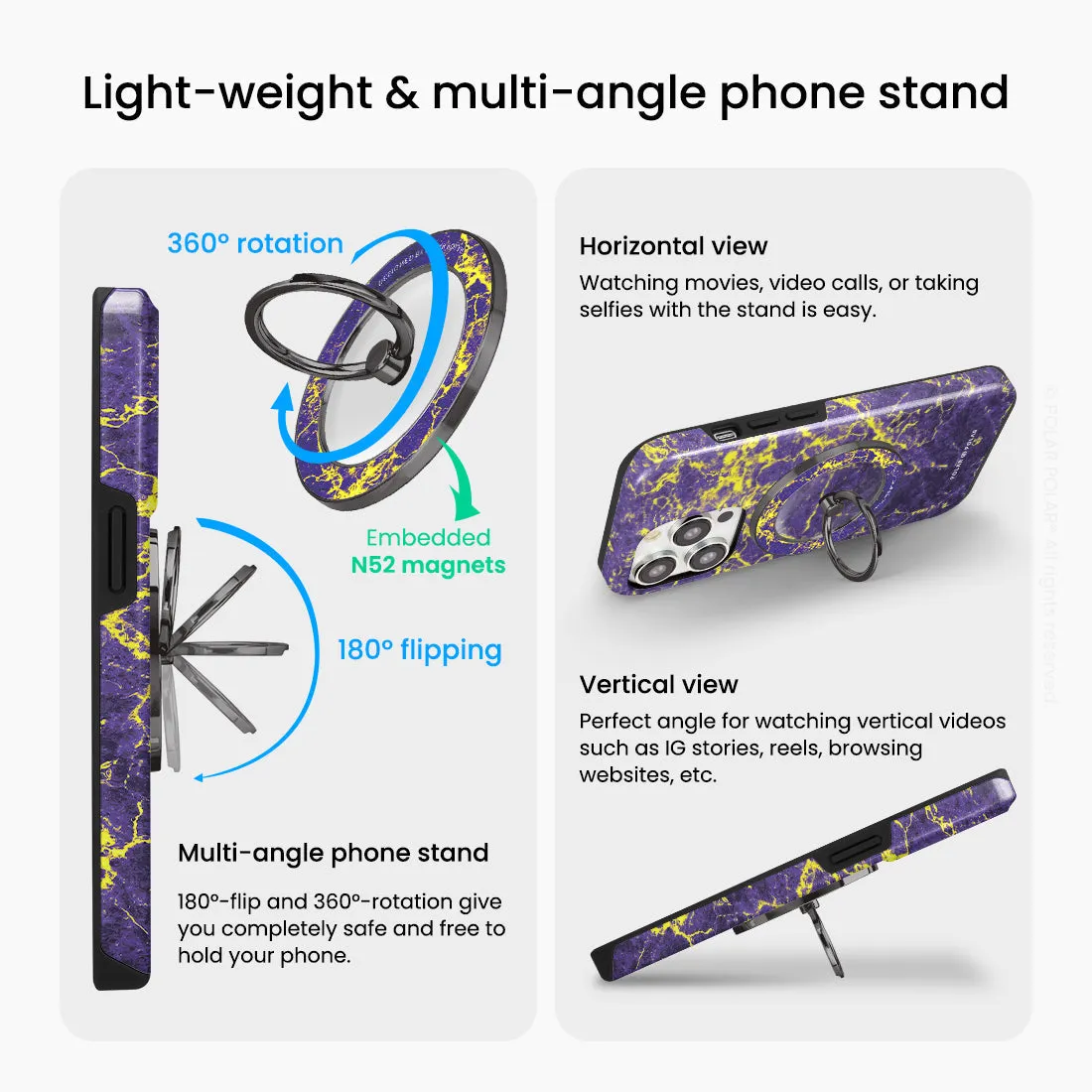 Purple Night - Black MagSafe Phone Grip and Ring Holder Stand