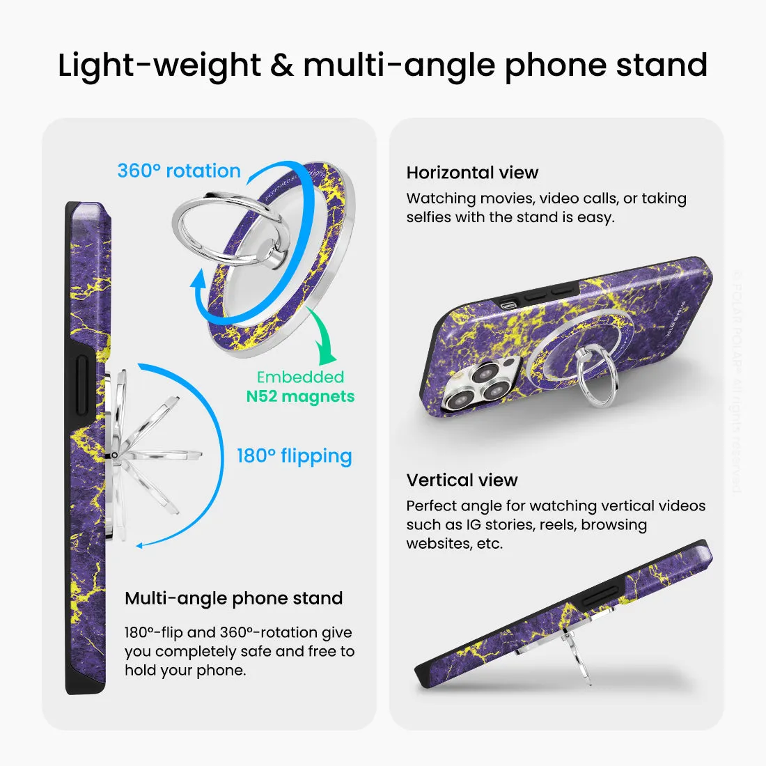 Purple Night - Silver MagSafe Phone Grip and Ring Holder Stand