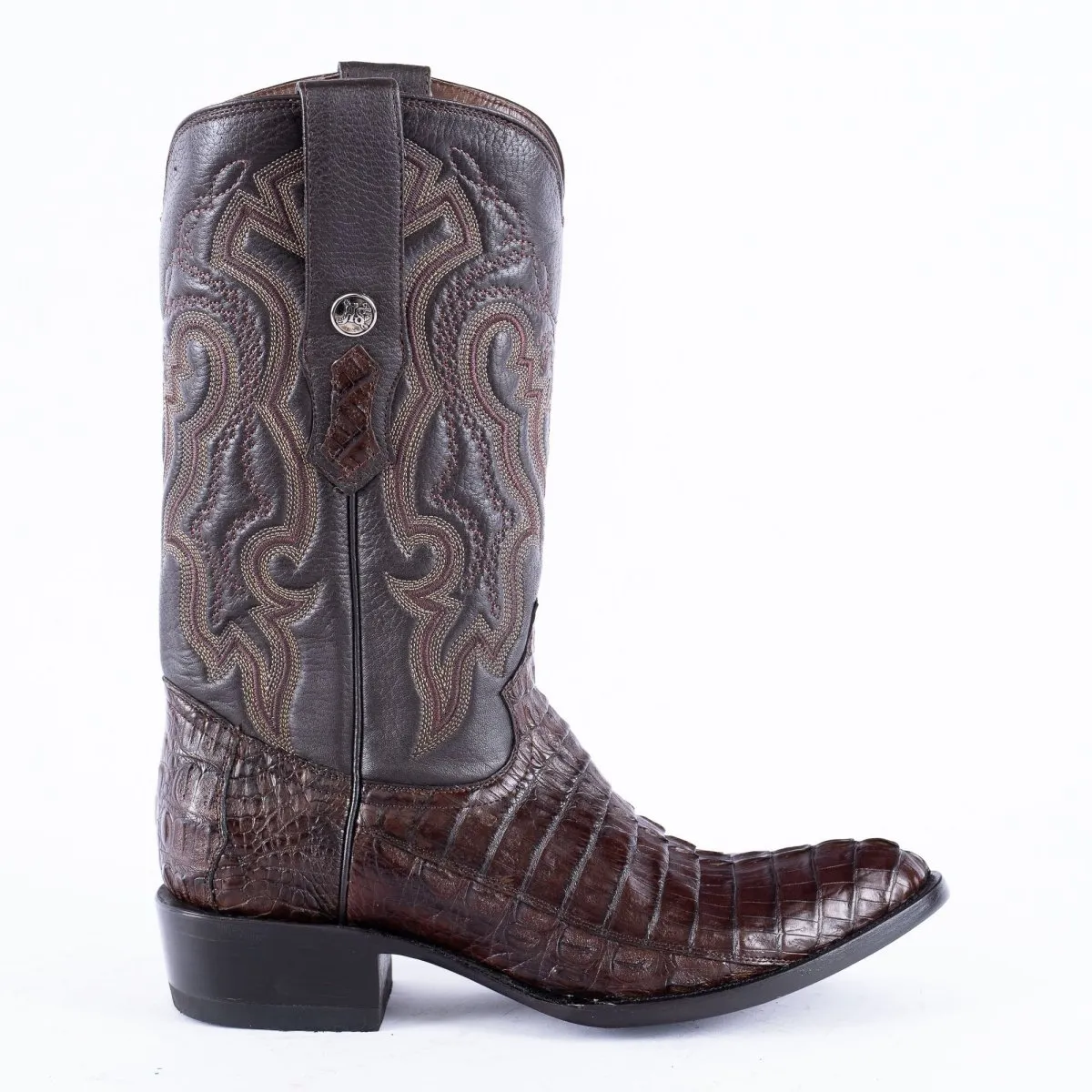 RANCHO SEMENTAL EXOTIC LEATHER Caiman Tail Brown Cowboy Boots