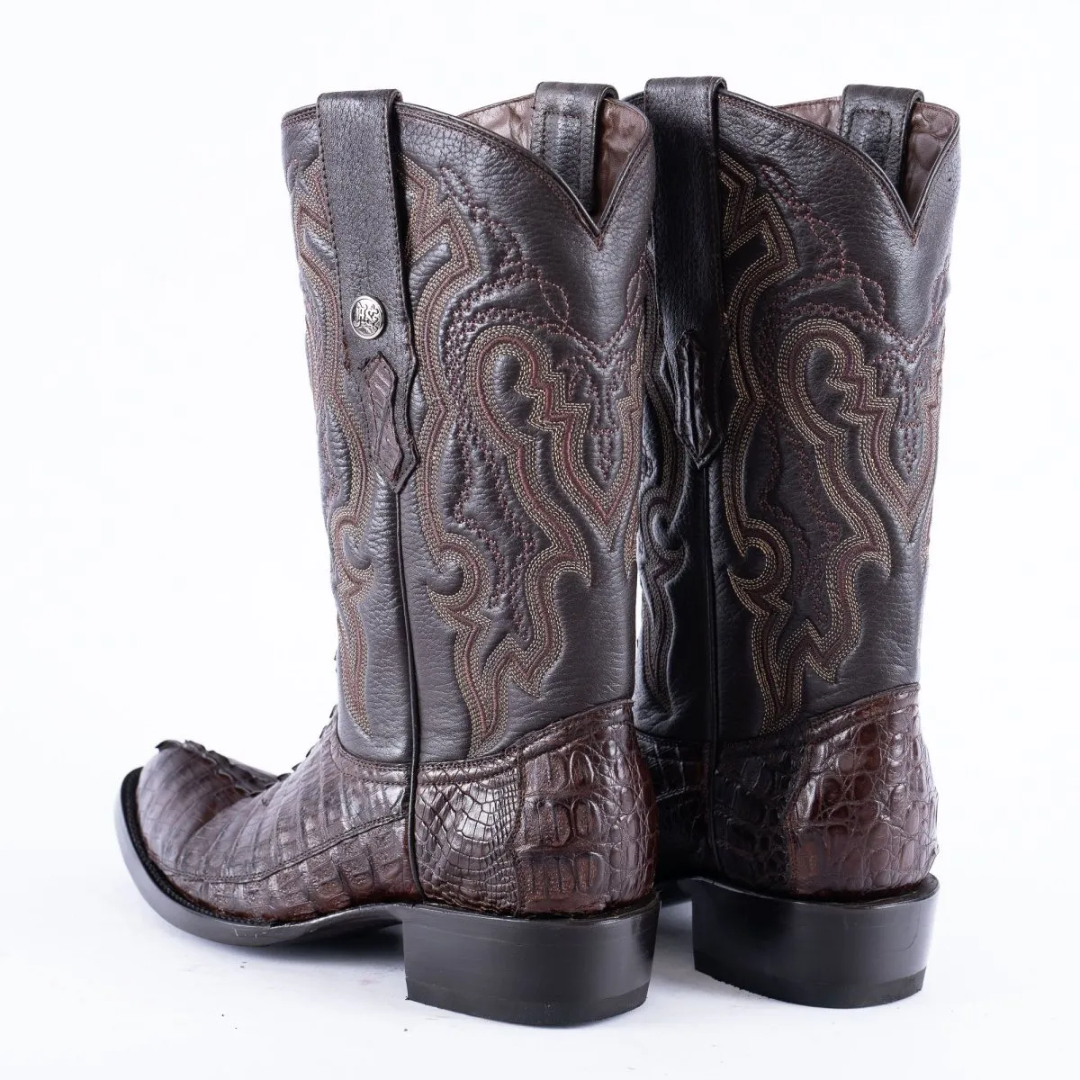 RANCHO SEMENTAL EXOTIC LEATHER Caiman Tail Brown Cowboy Boots