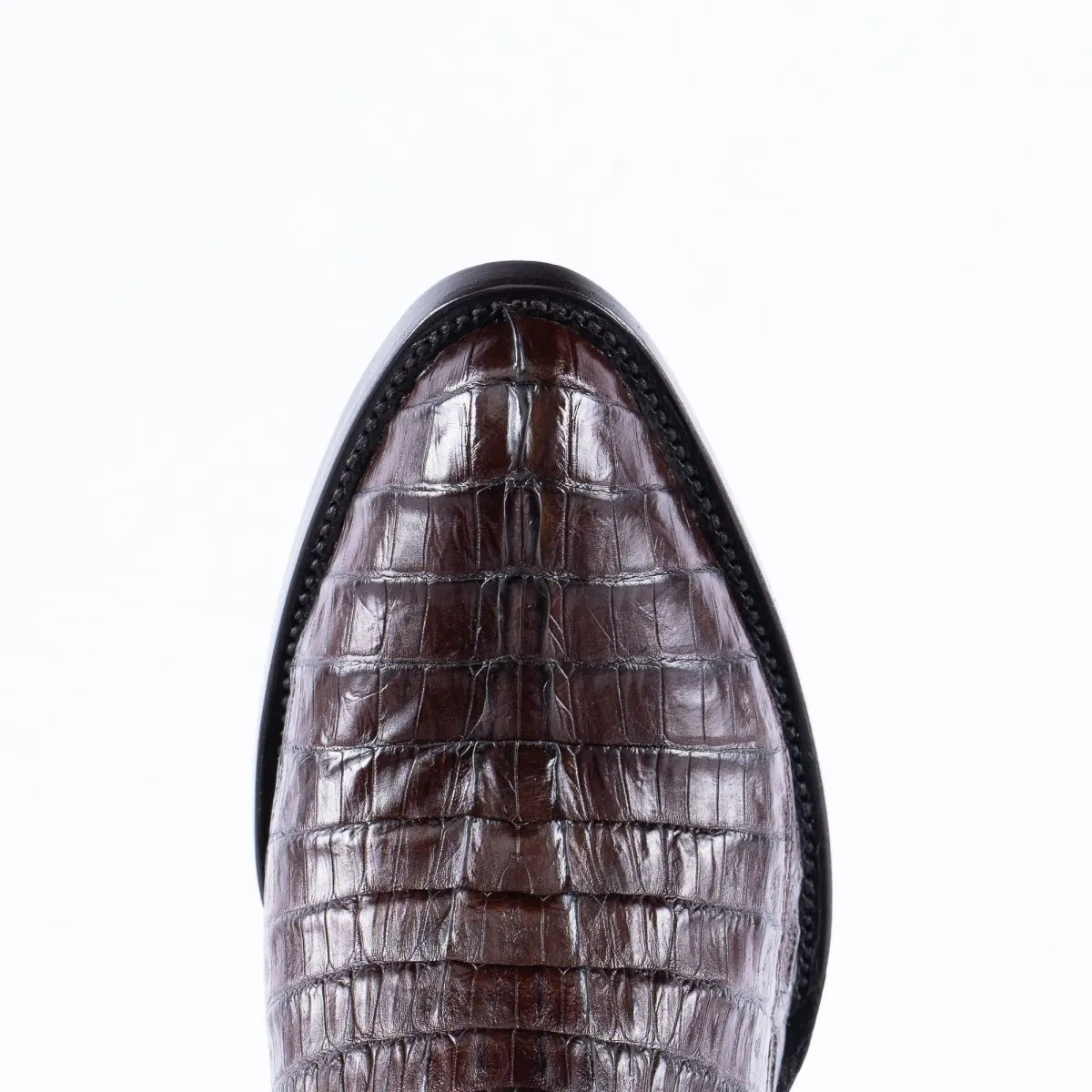 RANCHO SEMENTAL EXOTIC LEATHER Caiman Tail Brown Cowboy Boots