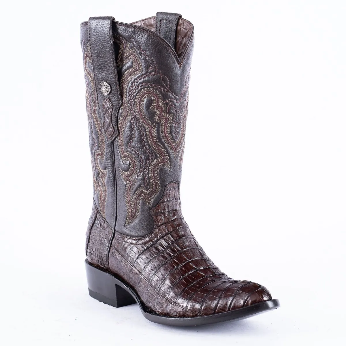 RANCHO SEMENTAL EXOTIC LEATHER Caiman Tail Brown Cowboy Boots