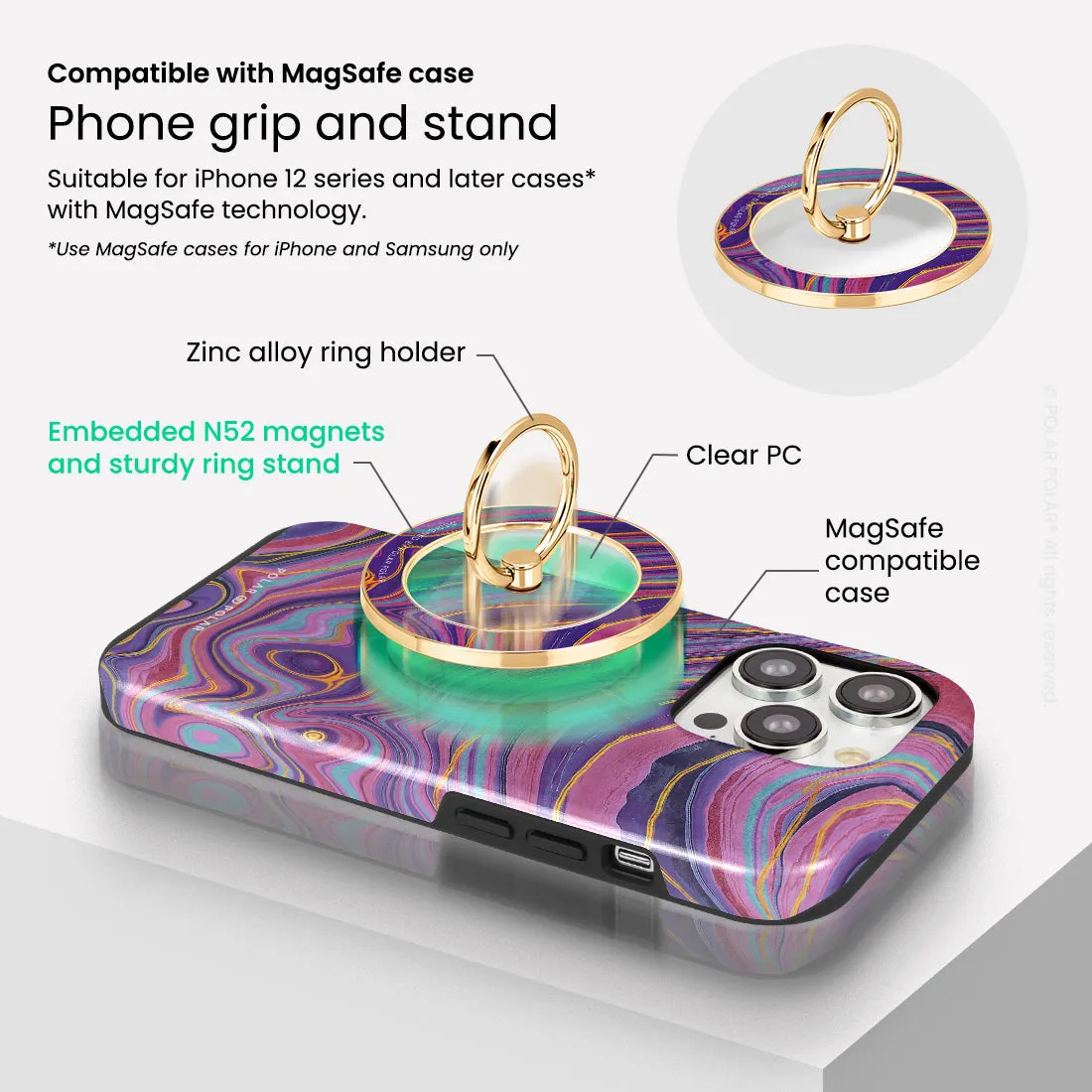 Rhythm in the Desert - Golden MagSafe Phone Grip and Ring Holder Stand