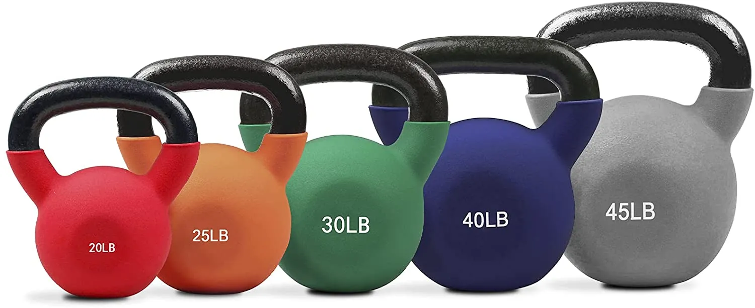 RitFit Neoprene Coated Solid Cast Iron Kettlebell 20 25 30 35 40 45 50 LB, Great for Full Body Workout, Cross-Training, Weight Loss & Strength Training