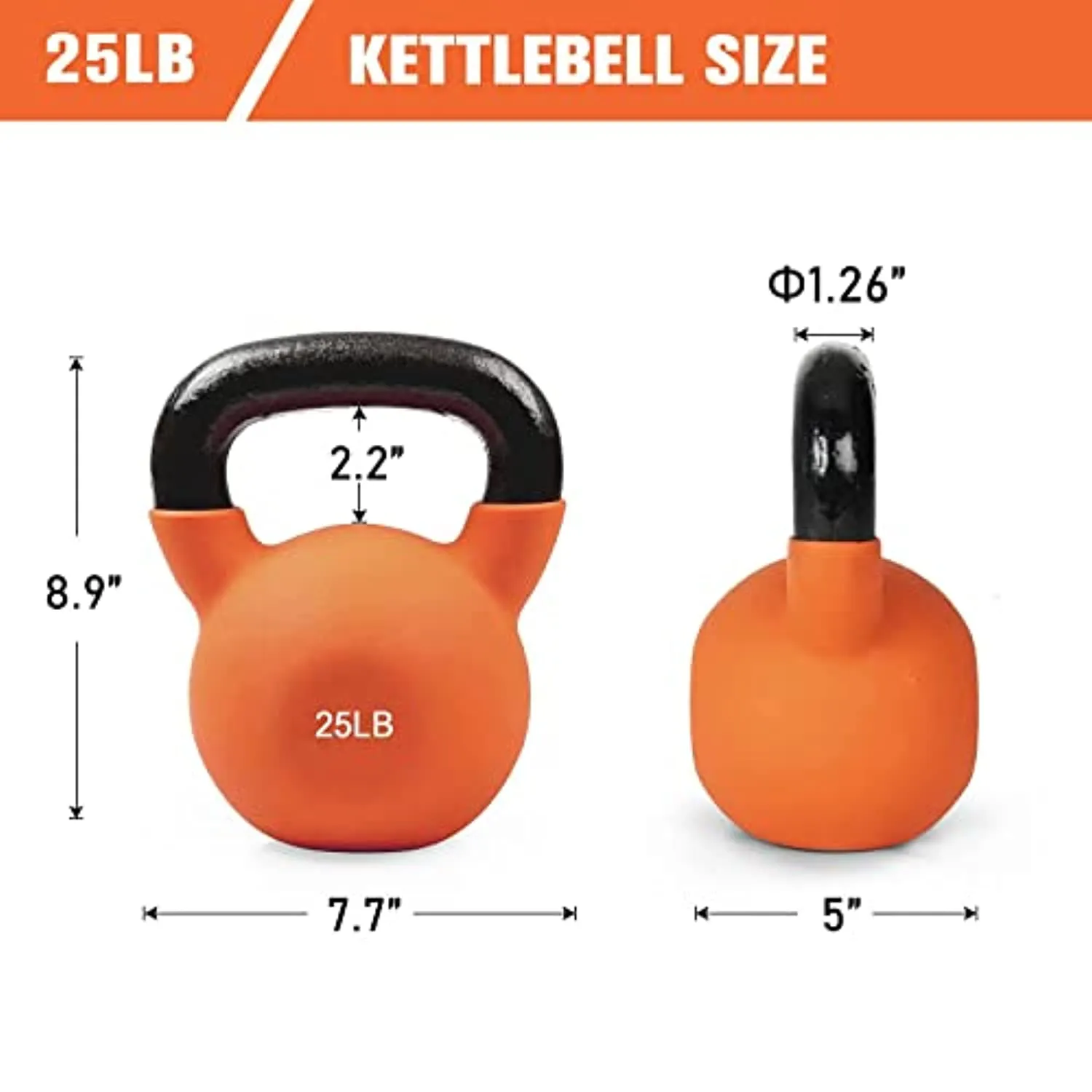 RitFit Neoprene Coated Solid Cast Iron Kettlebell 20 25 30 35 40 45 50 LB, Great for Full Body Workout, Cross-Training, Weight Loss & Strength Training