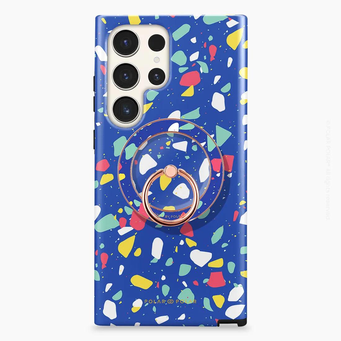 Royal Blue Terrazzo - Rose Gold MagSafe Phone Grip and Ring Holder Stand