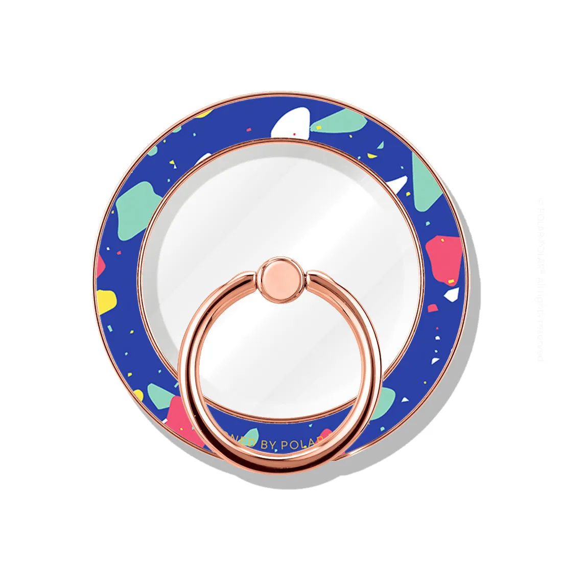 Royal Blue Terrazzo - Rose Gold MagSafe Phone Grip and Ring Holder Stand