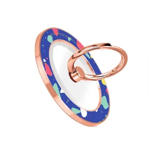 Royal Blue Terrazzo - Rose Gold MagSafe Phone Grip and Ring Holder Stand