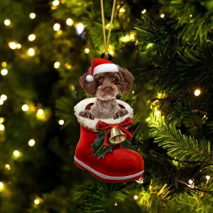 Schnoodle (2)-1-In Santa Boot Christmas-Two Sided Ornament