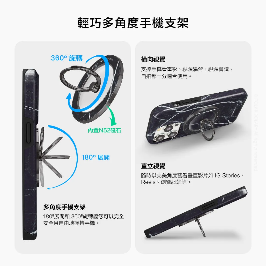 Secret Dark - Black MagSafe Phone Grip and Ring Holder Stand