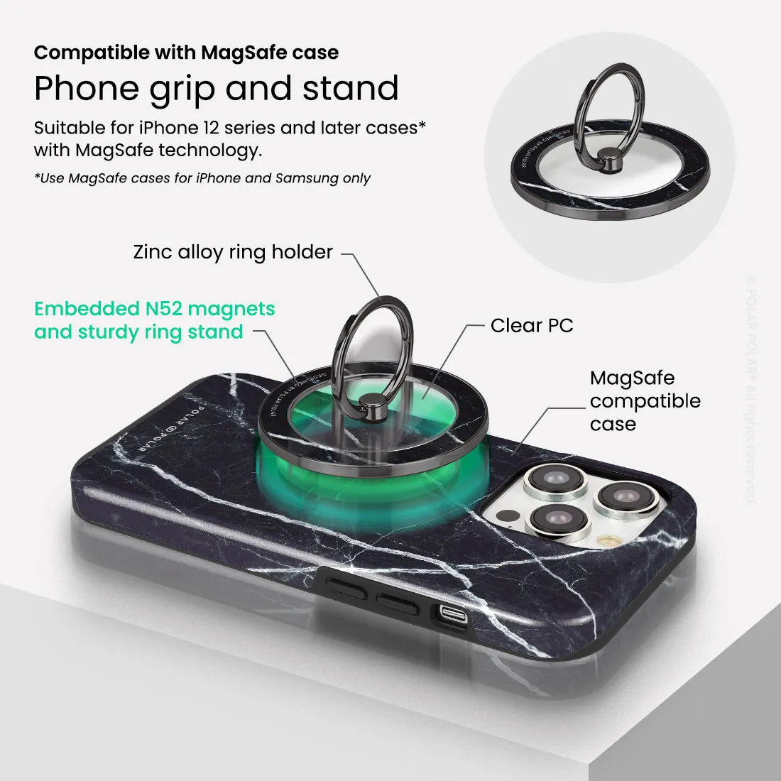 Secret Dark - Black MagSafe Phone Grip and Ring Holder Stand
