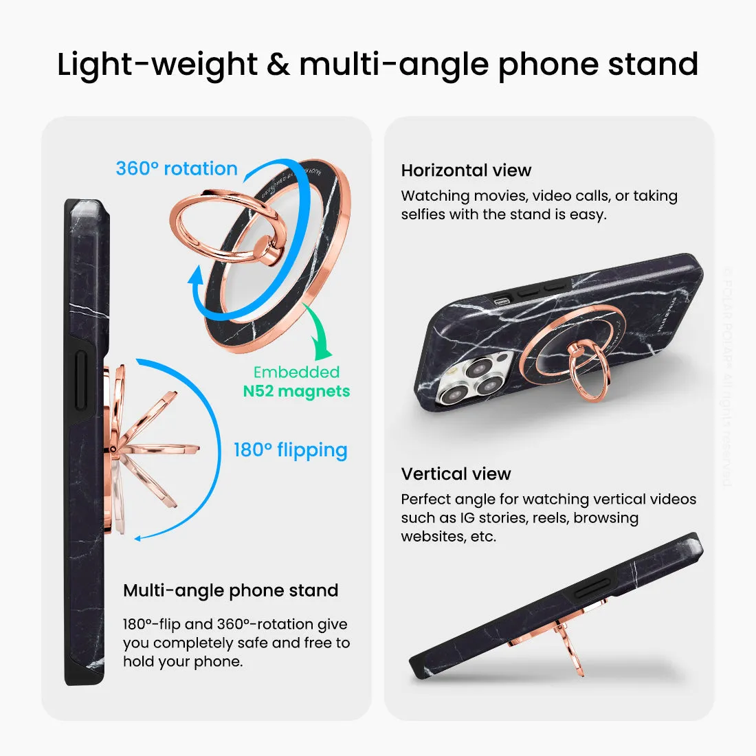 Secret Dark - Rose Gold MagSafe Phone Grip and Ring Holder Stand
