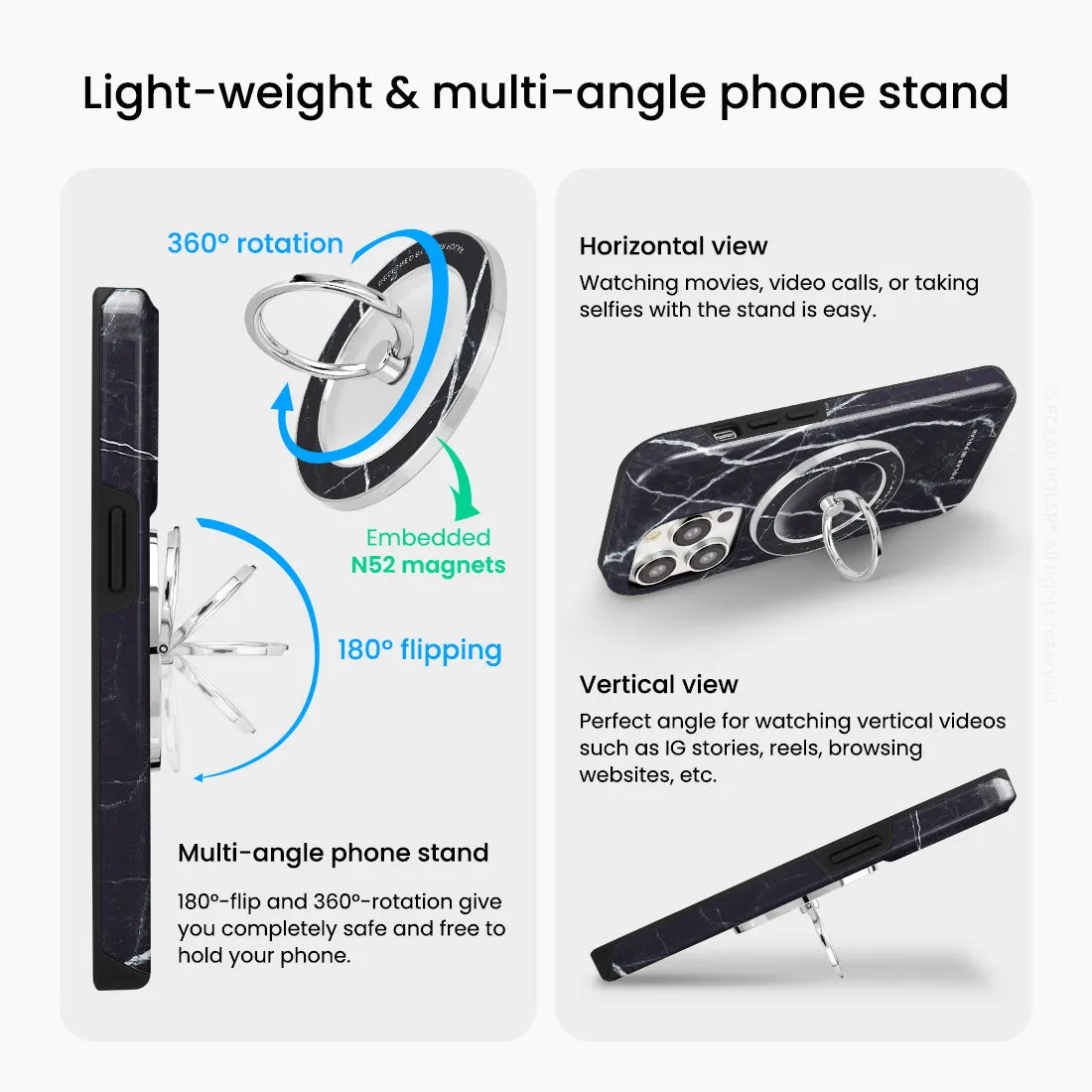 Secret Dark - Silver MagSafe Phone Grip and Ring Holder Stand