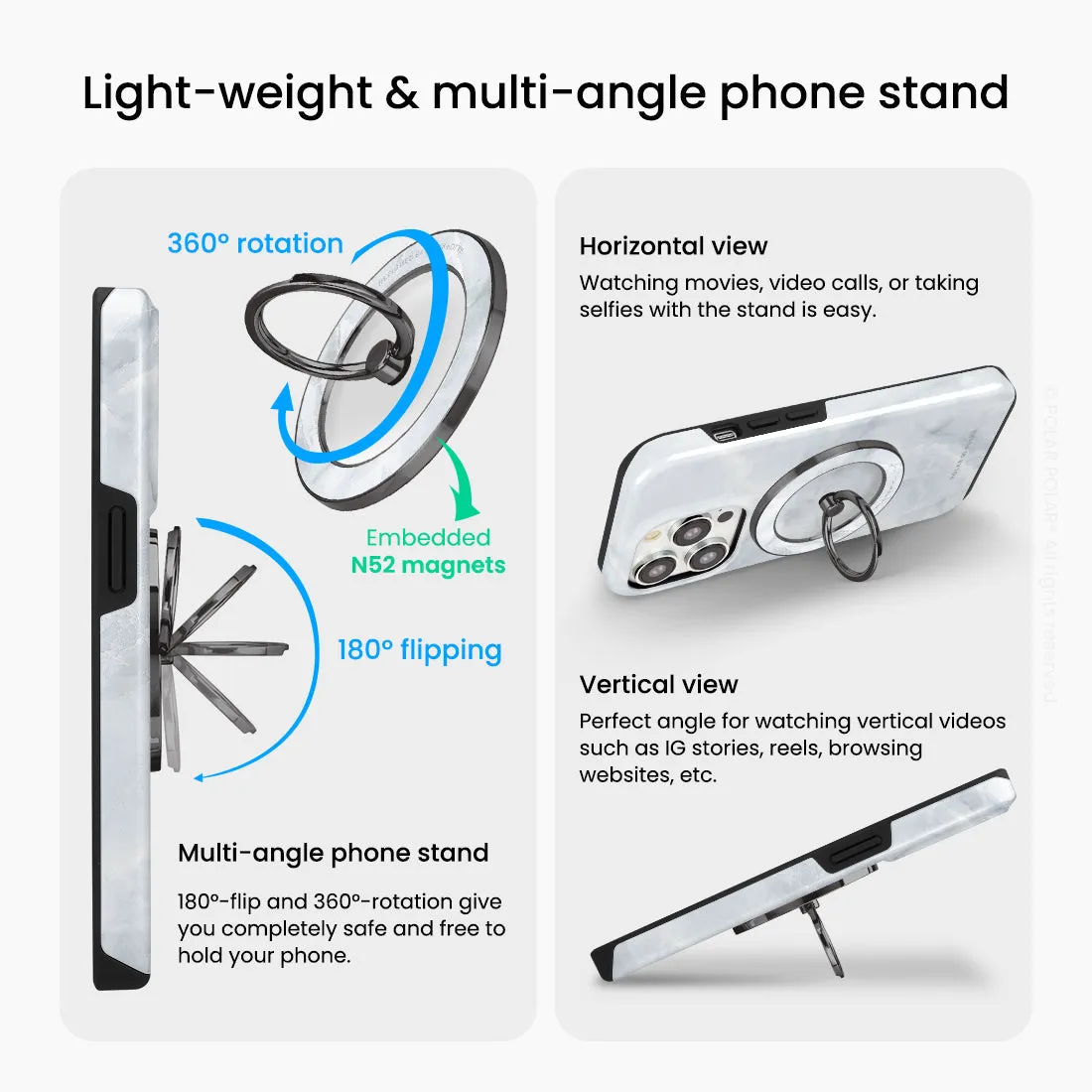 Snow Mountain - Black MagSafe Phone Grip and Ring Holder Stand