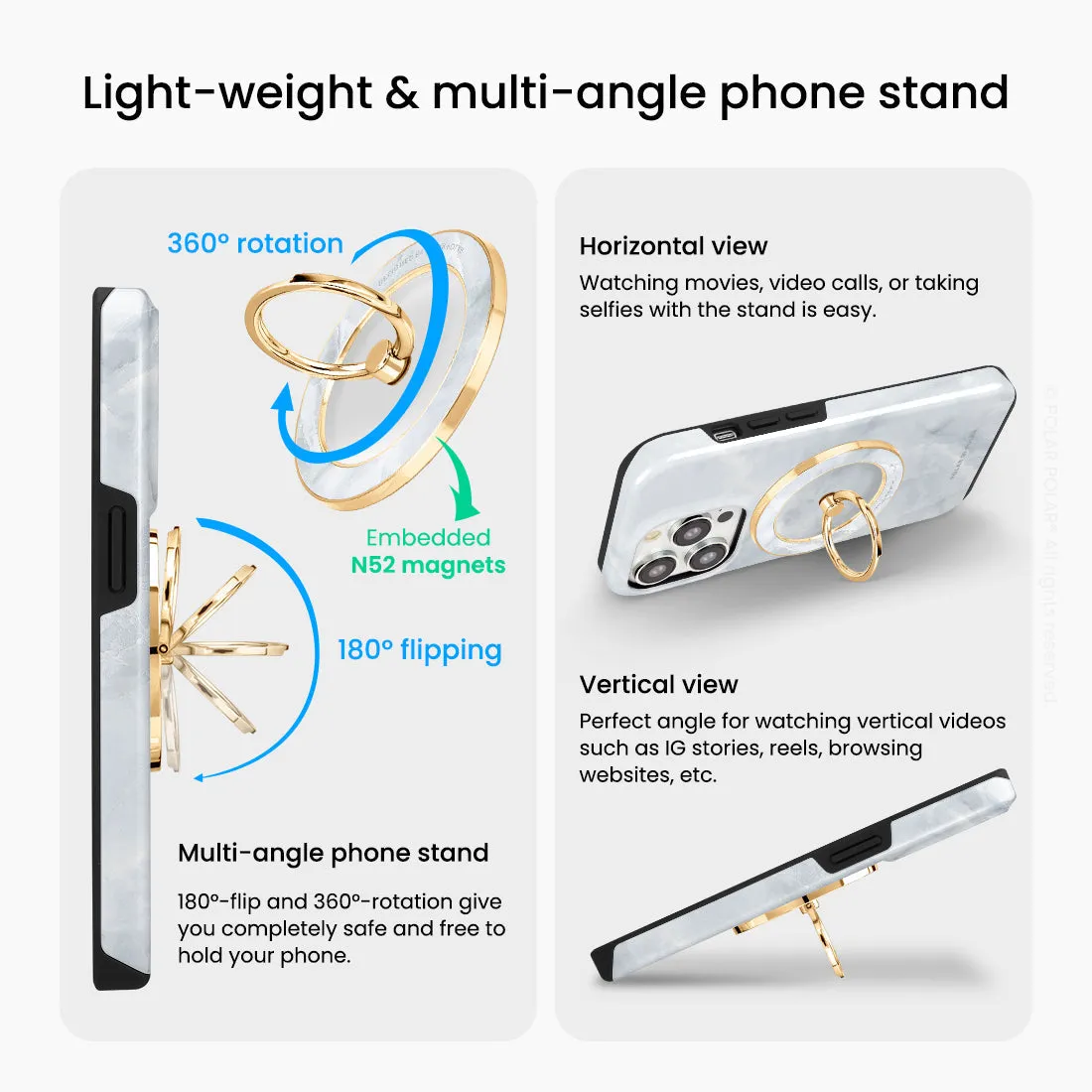 Snow Mountain - Golden MagSafe Phone Grip and Ring Holder Stand