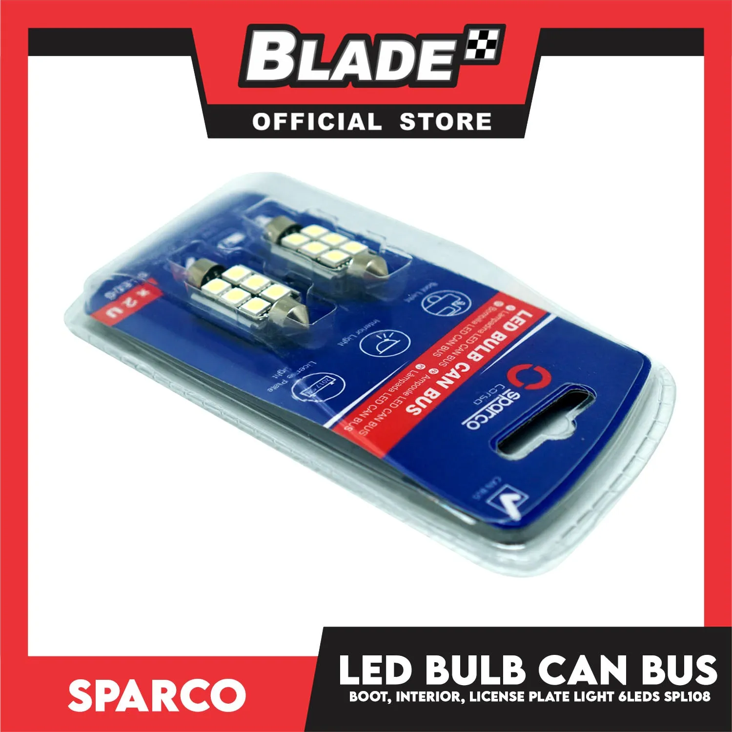 Sparco Led Bulb Can Bus SPL108 8LEDS Used for Boot Light, Interior Light And License Plate Light