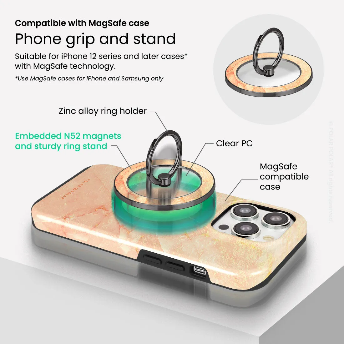 Sunset - Black MagSafe Phone Grip and Ring Holder Stand