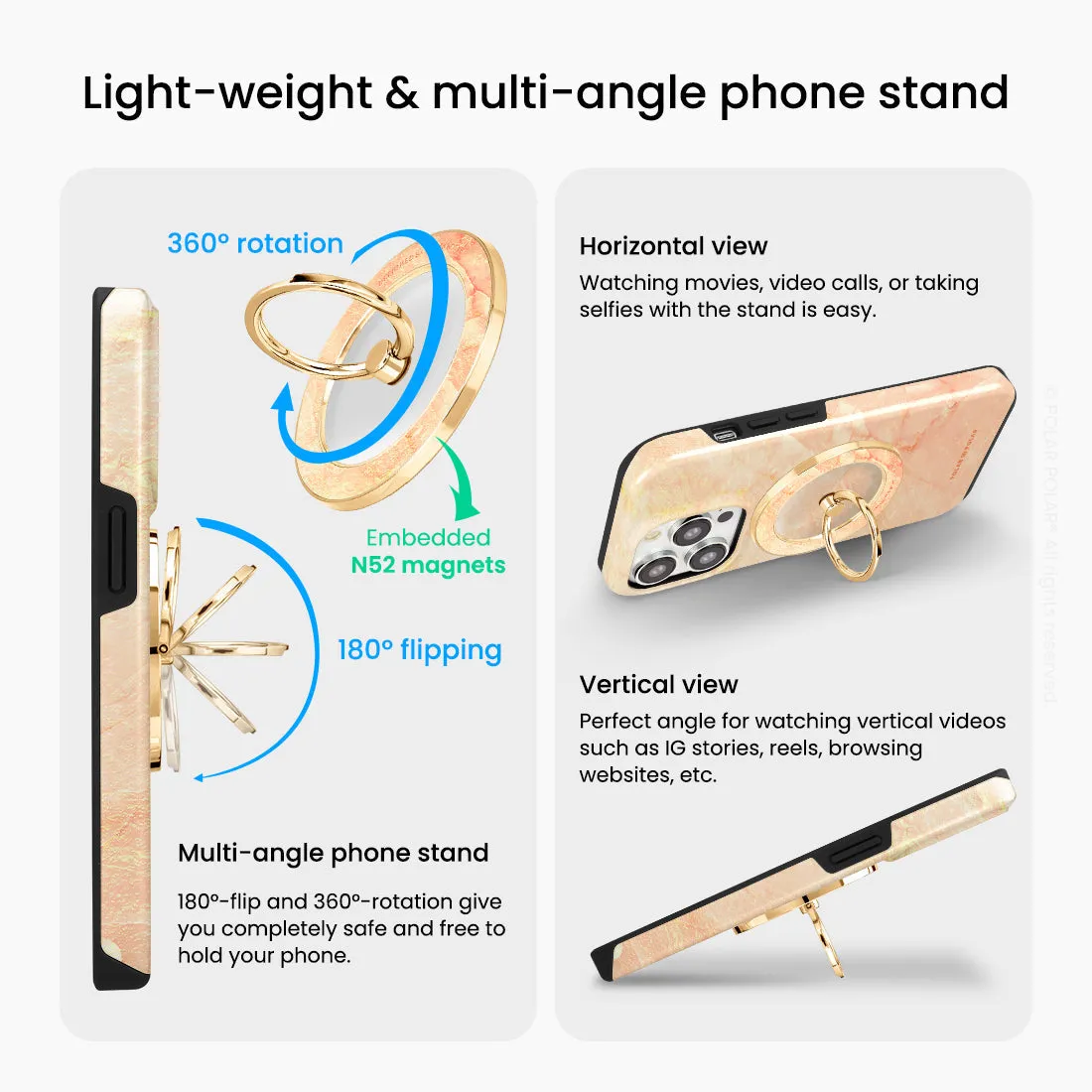 Sunset - Golden MagSafe Phone Grip and Ring Holder Stand
