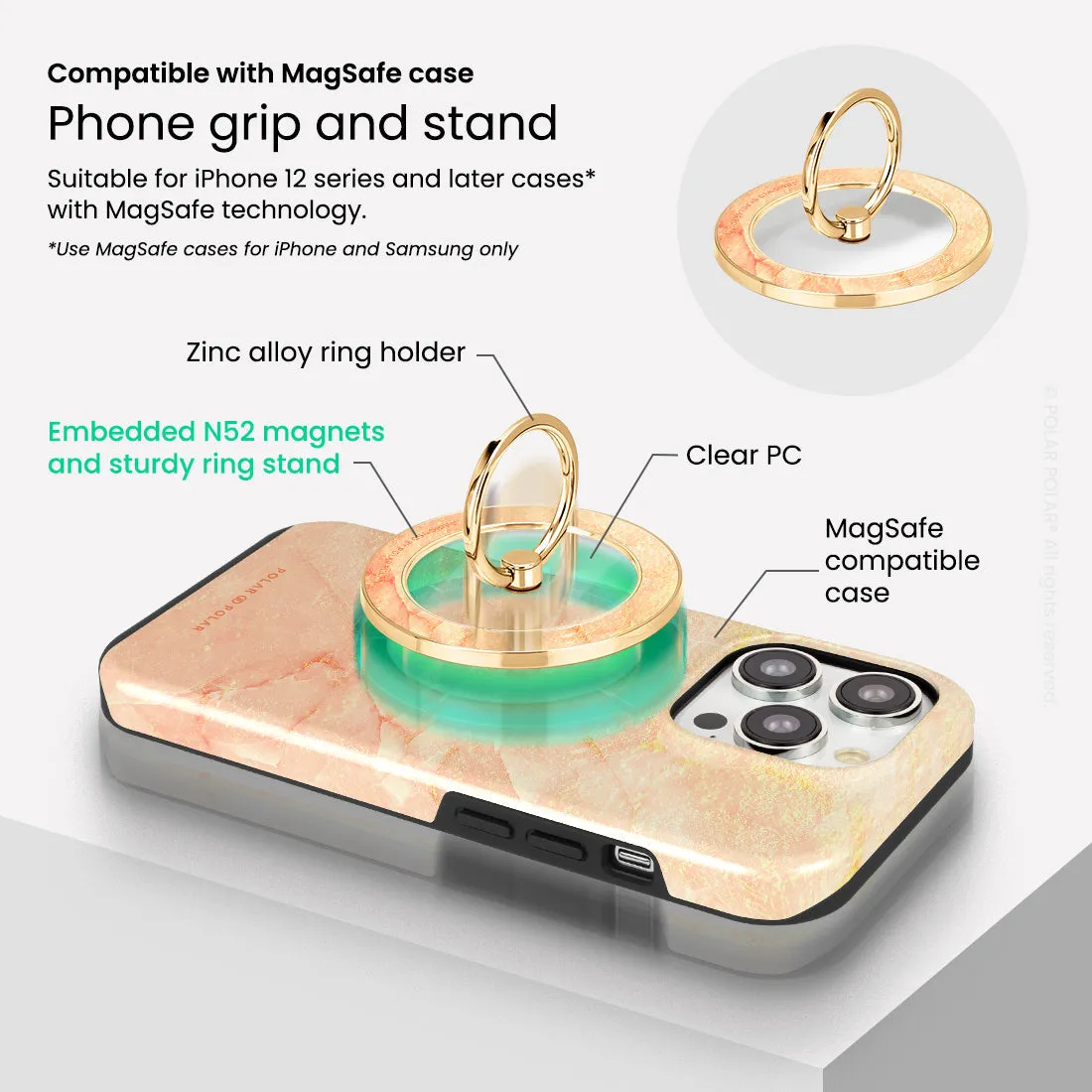 Sunset - Golden MagSafe Phone Grip and Ring Holder Stand