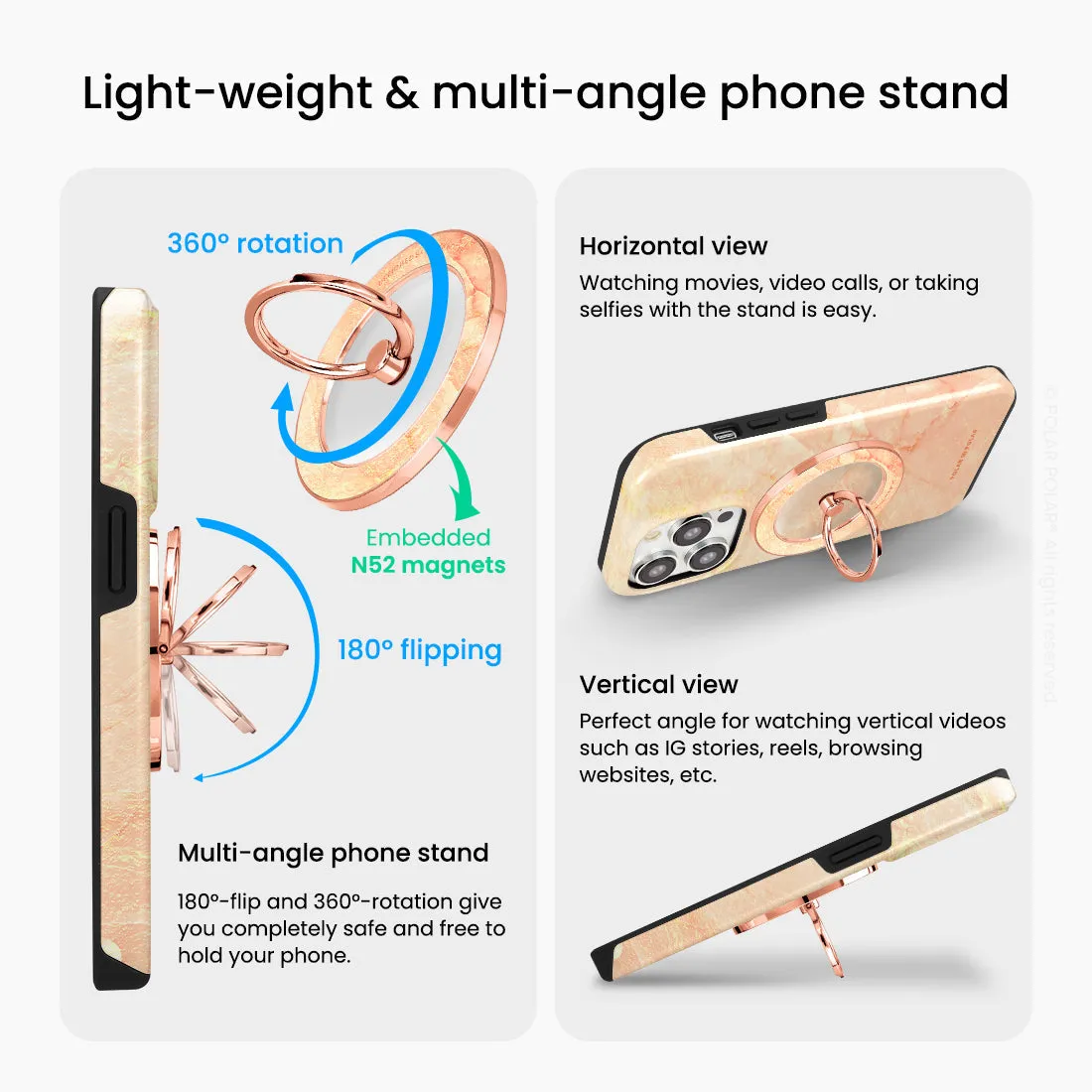 Sunset - Rose Gold MagSafe Phone Grip and Ring Holder Stand