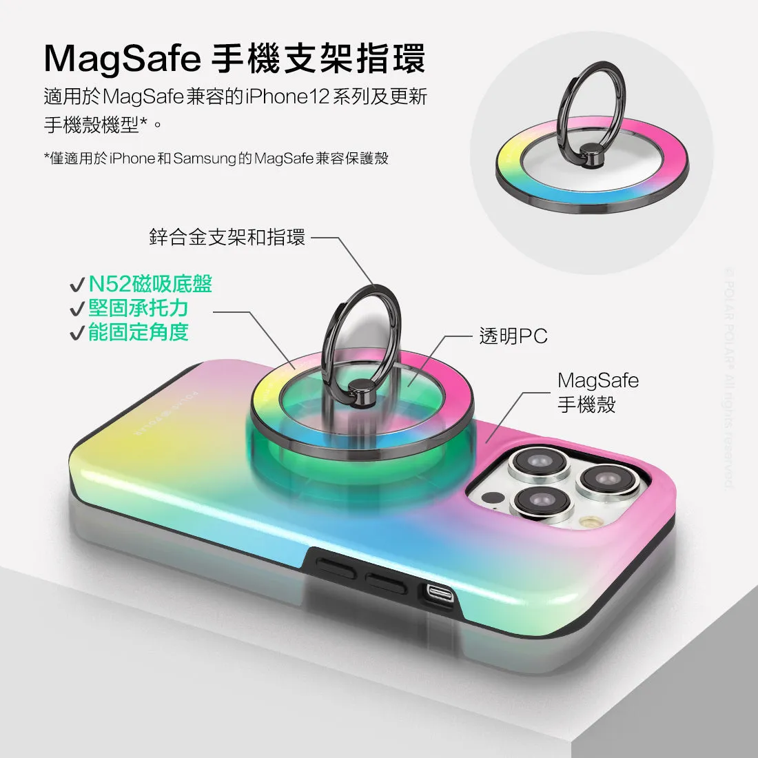 Sweet Dream Holo - Black MagSafe Phone Grip and Ring Holder Stand