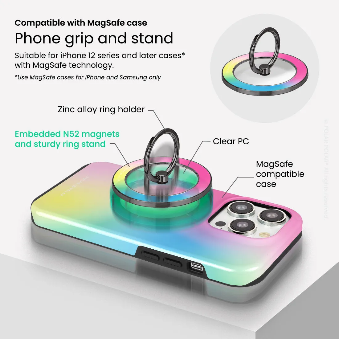 Sweet Dream Holo - Black MagSafe Phone Grip and Ring Holder Stand