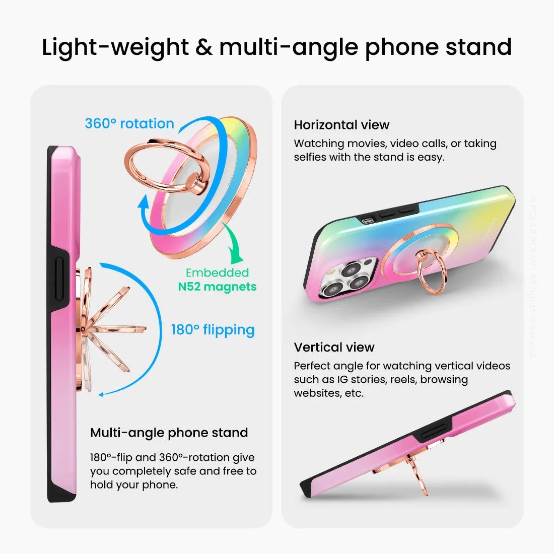 Sweet Dream Holo - Rose Gold MagSafe Phone Grip and Ring Holder Stand