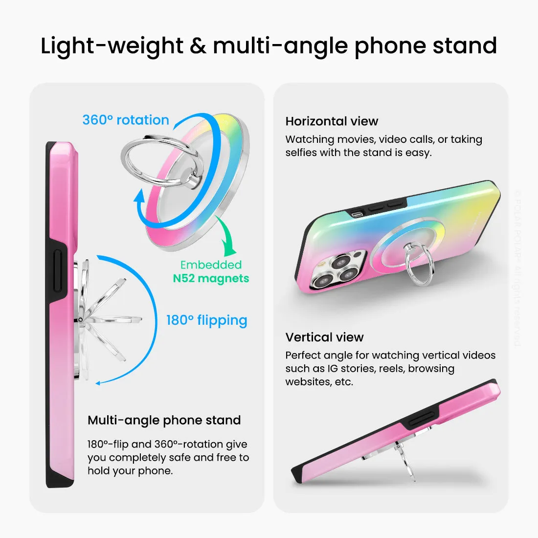Sweet Dream Holo - Silver MagSafe Phone Grip and Ring Holder Stand