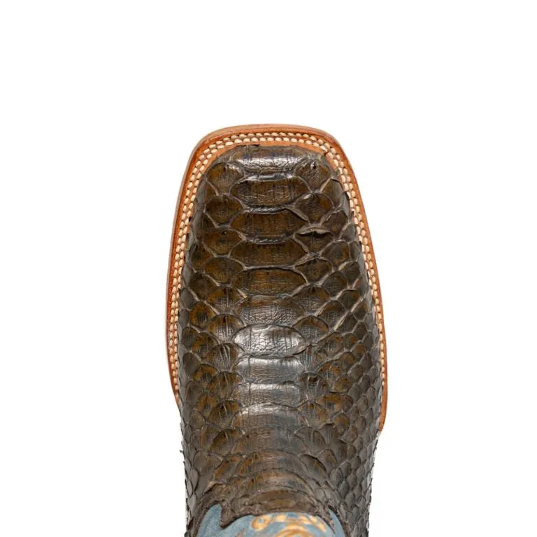TANNER MARK MEN'S EXOTIC LEATHER Matte Python Brown Cowboy Boots
