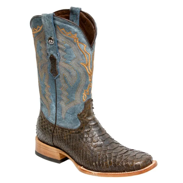 TANNER MARK MEN'S EXOTIC LEATHER Matte Python Brown Cowboy Boots