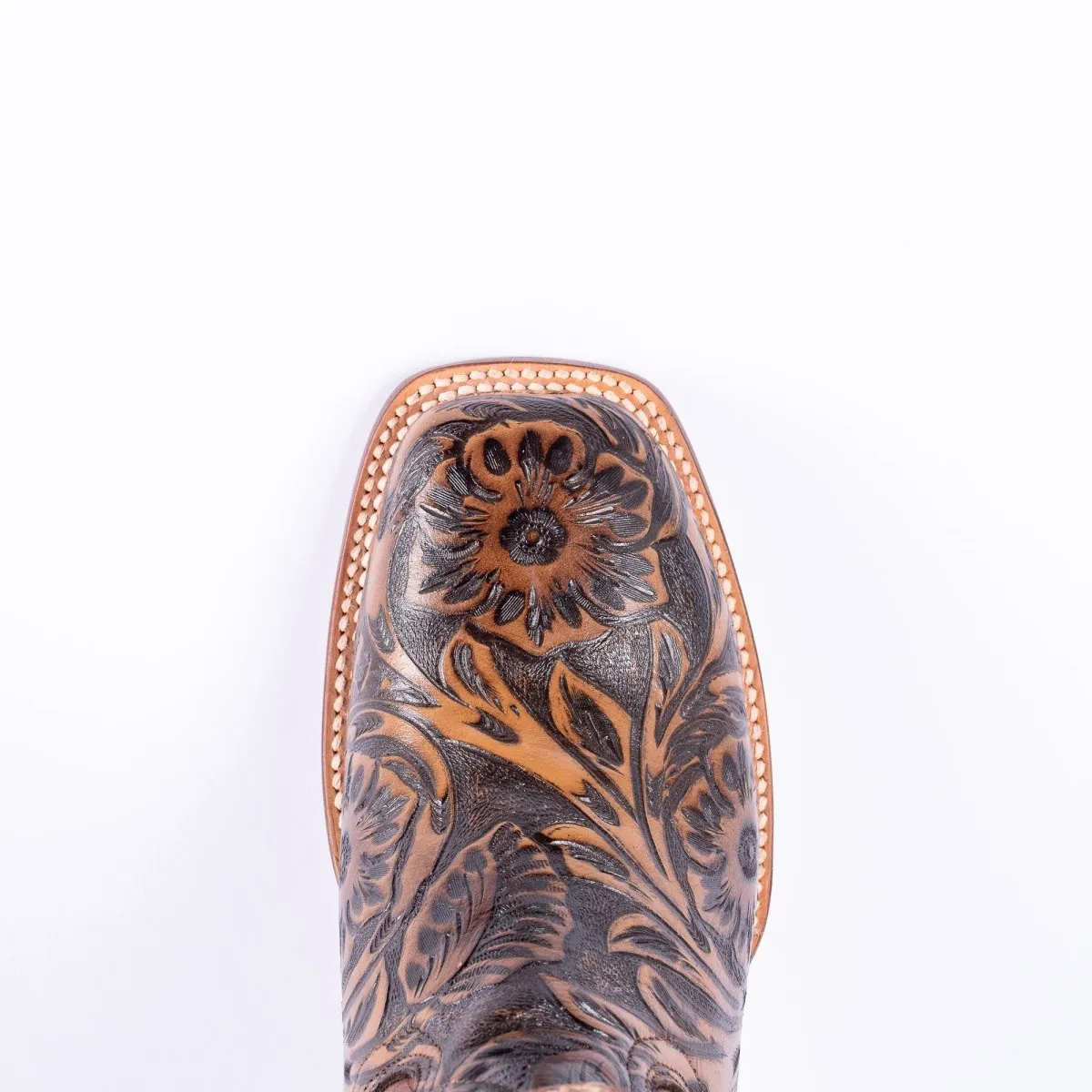 TANNER MARK WOMEN’S Jungle Handtooled Brown Print Cowgirl Boots With Italo Orix Top