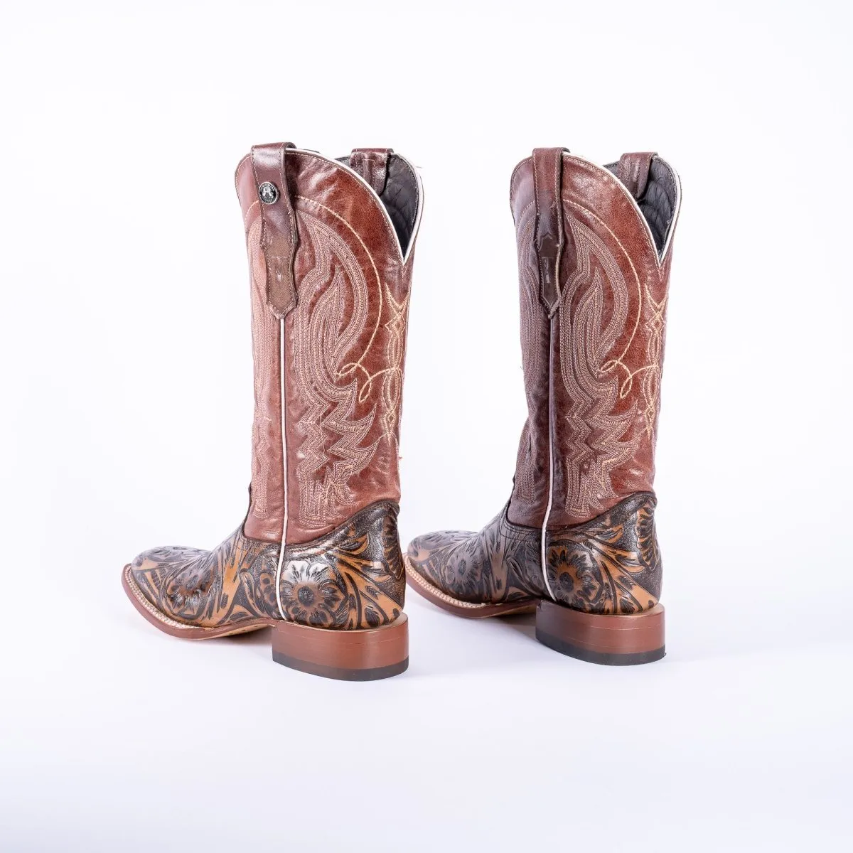 TANNER MARK WOMEN’S Jungle Handtooled Brown Print Cowgirl Boots With Italo Orix Top